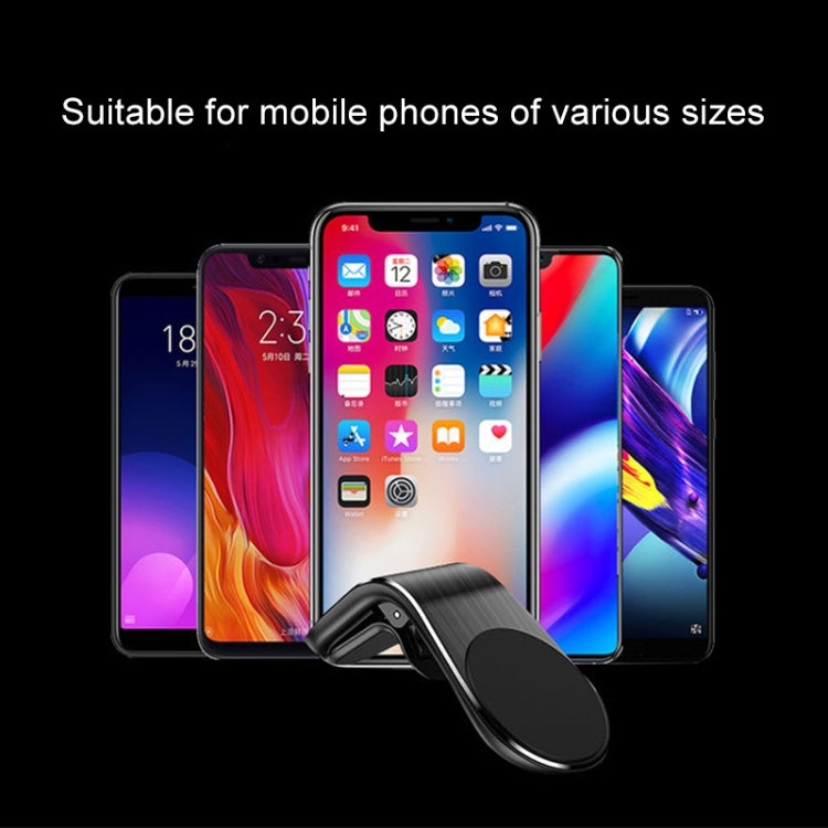 Air outlet magnetic phone holder with dark gray magnet pad supporting smartphones
