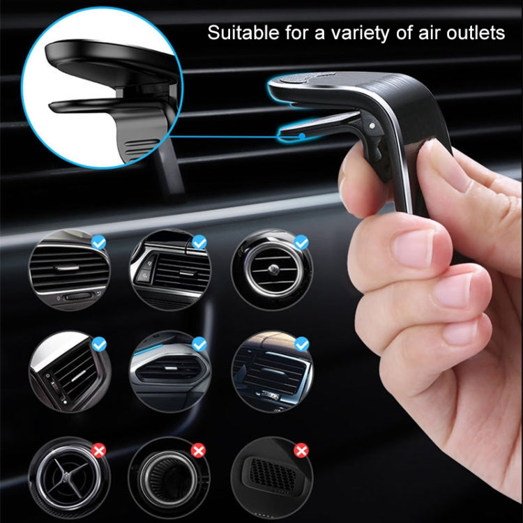 Air outlet magnetic phone holder with black clamp for car air vents