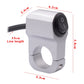 Headlight auxiliary switch with silver aluminum body, black 0/I button, wire connector
