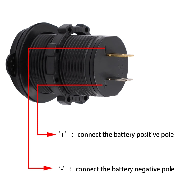 Dual USB car charger wiring diagram with battery positive and negative connection points