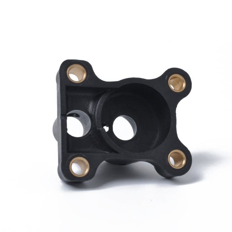 Outboard water pump impeller housing plate, black with two circular ports and bronze pins