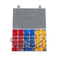 Insulated crimp terminals assortment kit with open divided compartment case