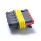 5-pin waterproof electrical connector with yellow wire seal and red secondary lock