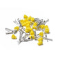 Bulk pack of yellow sealed terminals with silver crimp metal contacts