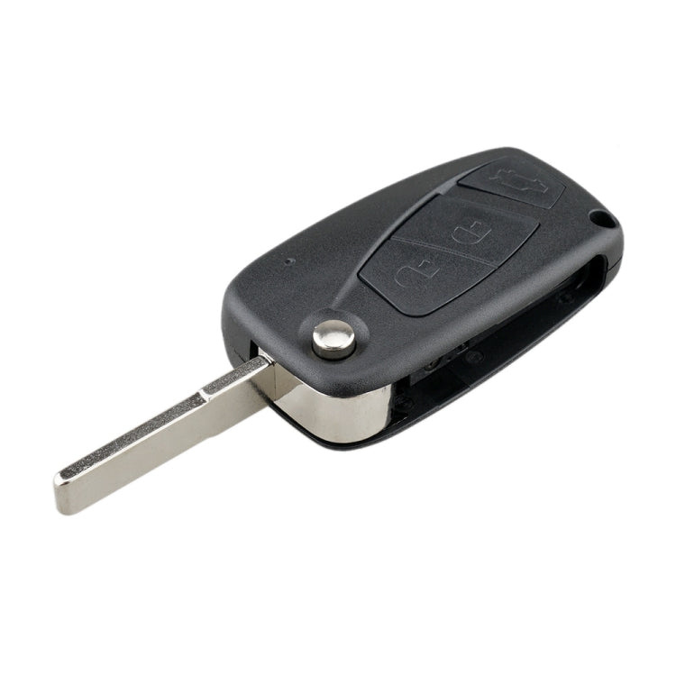 Black 3-button car key fob case with inserted metal key blade
