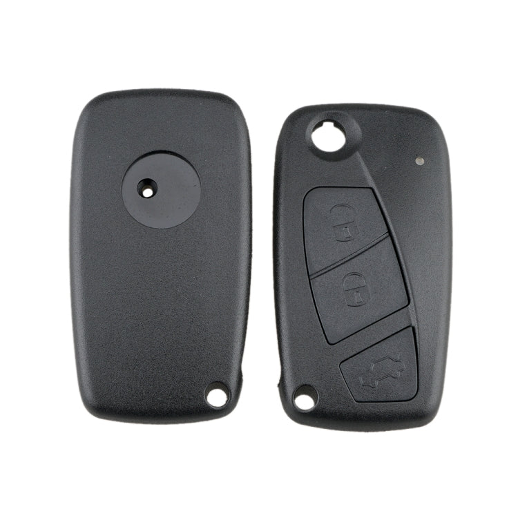 Pair of black car key fob case shells with button icons and battery posts