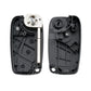 Black car key fob case interior housing halves with buttons and battery contacts