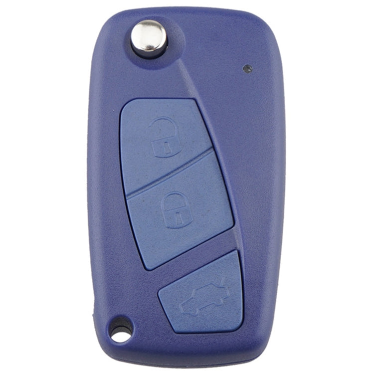 Blue 3-button car key fob case with metal key ring and button icons