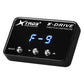 Electronic throttle controller front view, blue F-9 LED screen and three silver control buttons