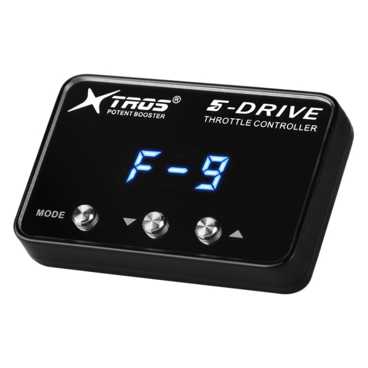 Electronic throttle controller, black box with blue F-9 LED display and three silver knobs
