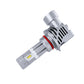 LED headlight bulb with silver fins, red sealing ring, and yellow LED chip on white base