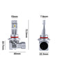 Pair of LED headlight bulbs with silver cooling fins, red ring, and yellow LED chip markers