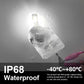 LED headlight bulb inside clear waterproof cover with bright LED lens and droplets