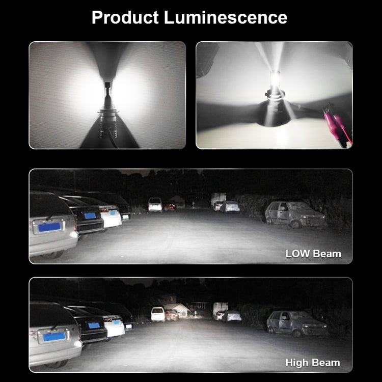 LED headlight beam pattern with bright low and high beam lighting from two bulbs