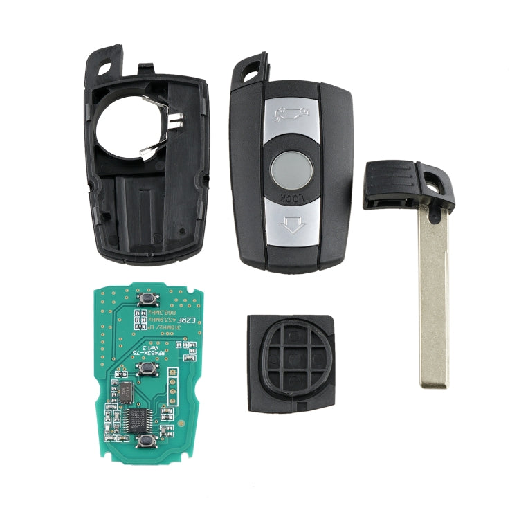 BMW CAS3 315MHz key fob remote parts set: key blade, shells, and circuit boards