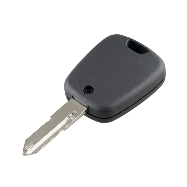 Black car key fob case with metal key blade and circular key ring hole