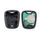 Car key fob shell opened, showing empty inner housing and metal contacts