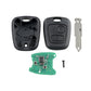 Car key fob kit: opened shell, button cover, metal key blade, and PCB parts