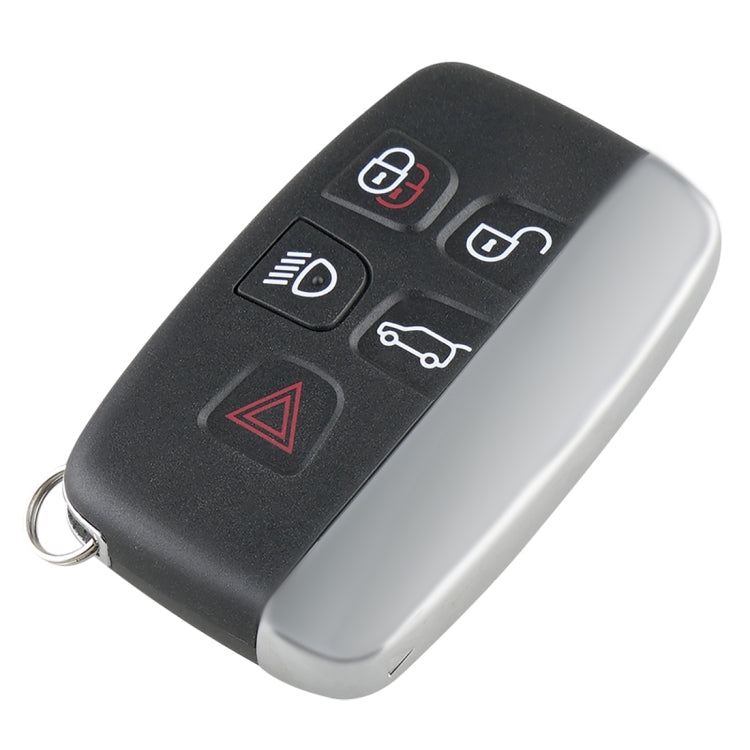 Black remote key fob with function buttons and metal keyring loop