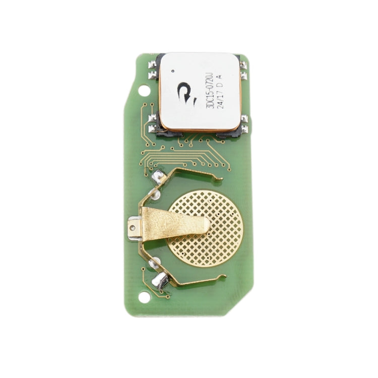 Green remote key fob circuit board with RF module and electronic components