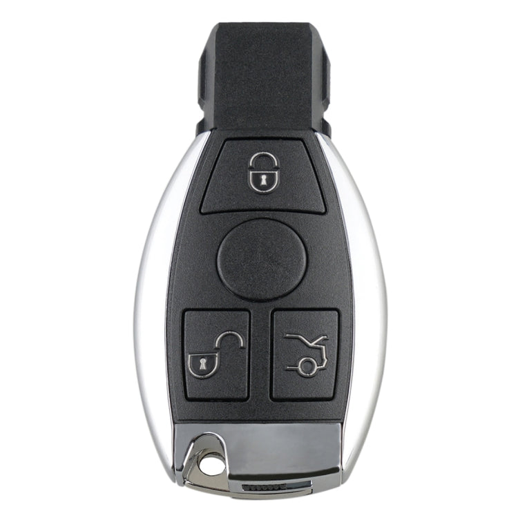 Black remote car key fob front view with lock, unlock, and trunk button icons