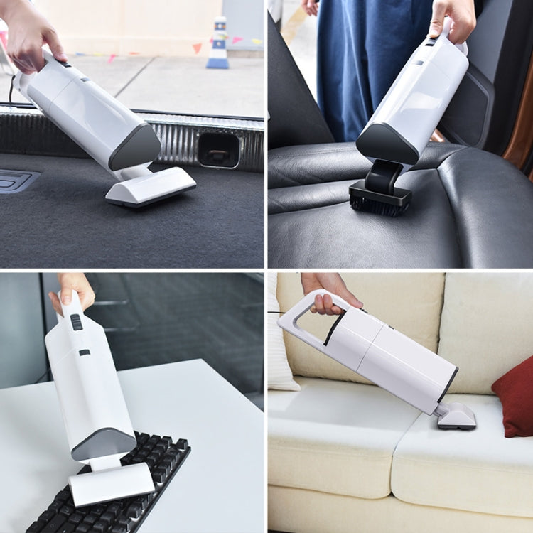 White wireless handheld car vacuum with brush head for seats and floor