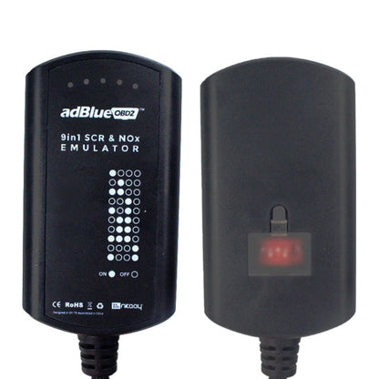 Black AdBlue SCR & NOx emulator box with red status window and ON/OFF switch