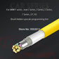 Yellow Ethernet cable end with exposed connector pins