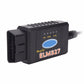 Black OBD-II adapter with ON/OBD switch and OBD connector, compact case