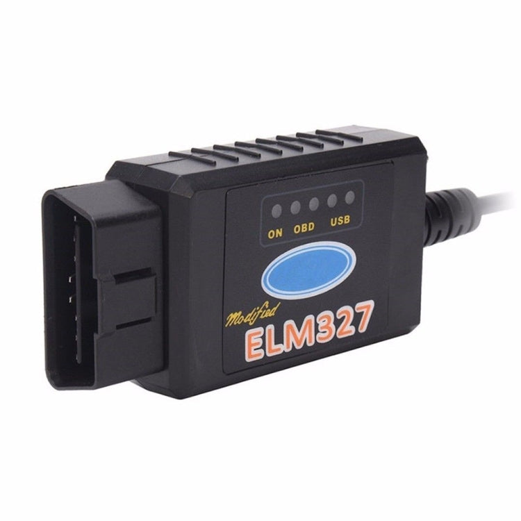 Black OBD-II adapter with ON/OBD switch and OBD connector, compact case