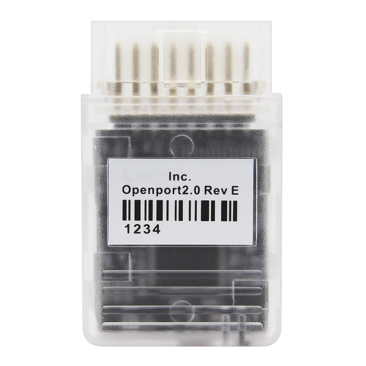 Openport 2.0 Rev E OBD2 module with multi-pin connector and translucent housing