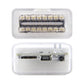 OBD2 scanner module showing electronic ports and dual connectors in clear case