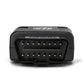 Black OBDII GPS vehicle tracker showing the 16-pin OBDII connector