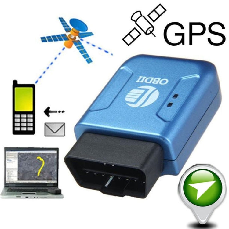 Blue OBDII GPS vehicle tracker device with side indicator panel