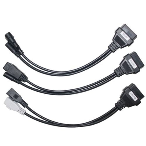 OBD2 multi-connector cable set with multiple adapter plugs, black
