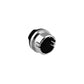Chrome lighter plug retainer socket with black insert and metal prongs