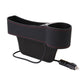 Black PU leather car co-pilot seat console with dual cup holders and cigarette lighter plug