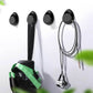 Wall-style display of glossy black car mini bag hanger hooks and ring attachment