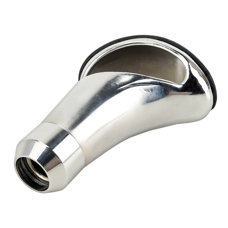 Chrome gear shift knob with black leather cover and hollow threaded base