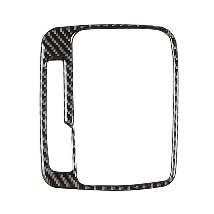 Carbon fiber-look gear position panel trim sticker, rectangular frame with side cutout
