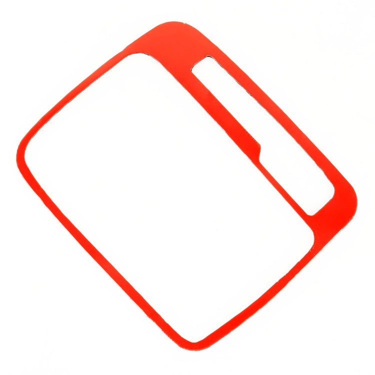 Gear position panel trim sticker frame with cutouts on red backing film