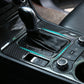 Car gear position panel decorative sticker in carbon fiber look with turquoise trim
