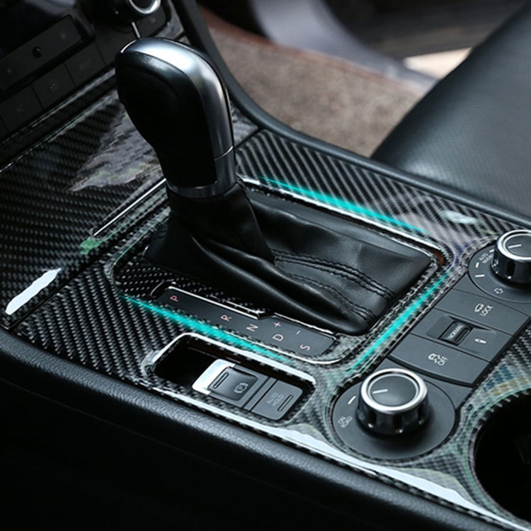 Car gear position panel decorative sticker in carbon fiber look with turquoise trim