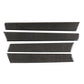 Black carbon fiber door panel trim stickers, four long rectangular strips on white background