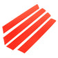 Red-orange protective backing sheets with four adhesive strip cutouts