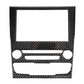 Black carbon fiber central control panel sticker with cutouts and center bar