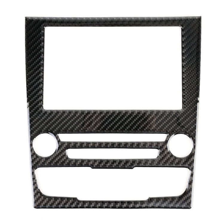 Black carbon fiber central control panel sticker with cutouts and center bar