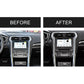 Dashboard center console with carbon fiber decorative sticker on the control panel