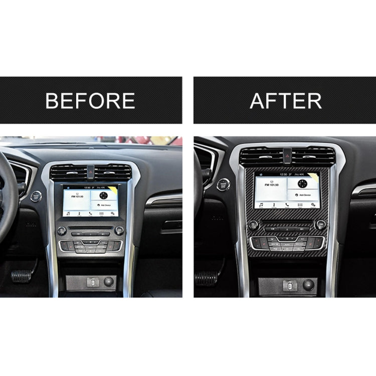Dashboard center console with carbon fiber decorative sticker on the control panel