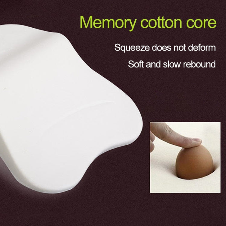 White memory-foam core of lumbar support pillow, smooth molded shape detail